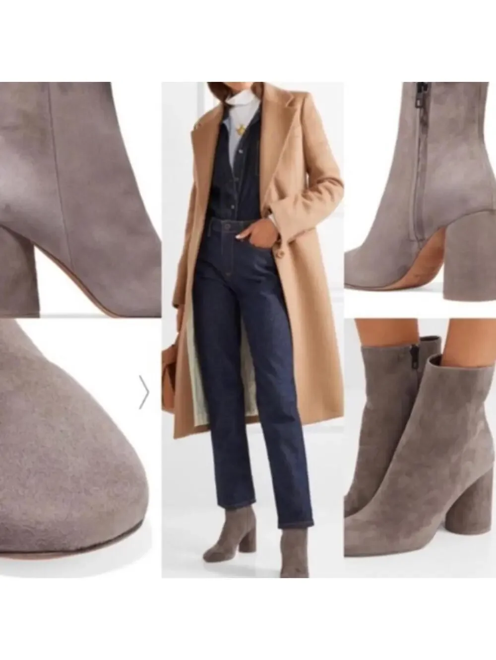 VINCE RIDLEY GRAY SUEDE BOOTIES ROUND BLOCK HEEL Size 7M $259